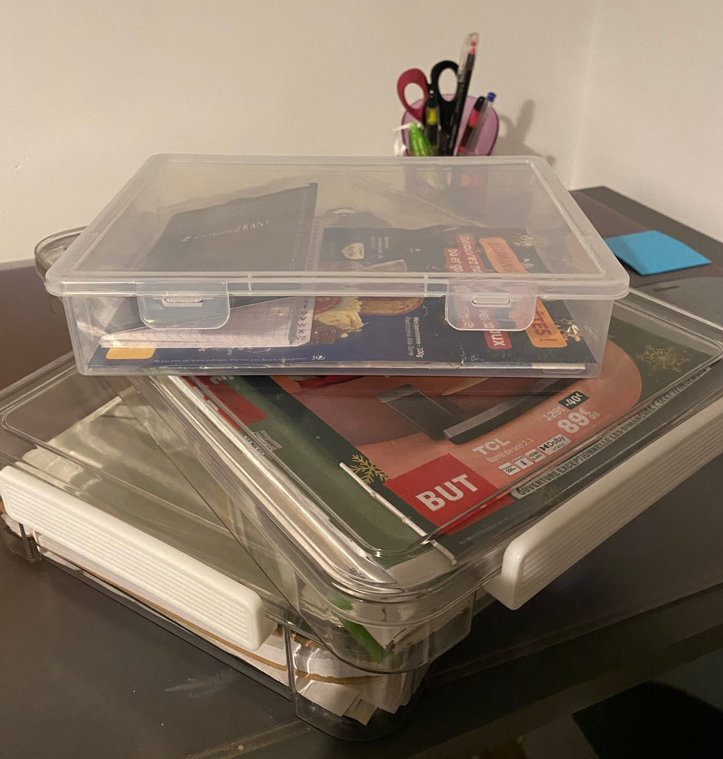boite de rangement papier document transparent pour bureau