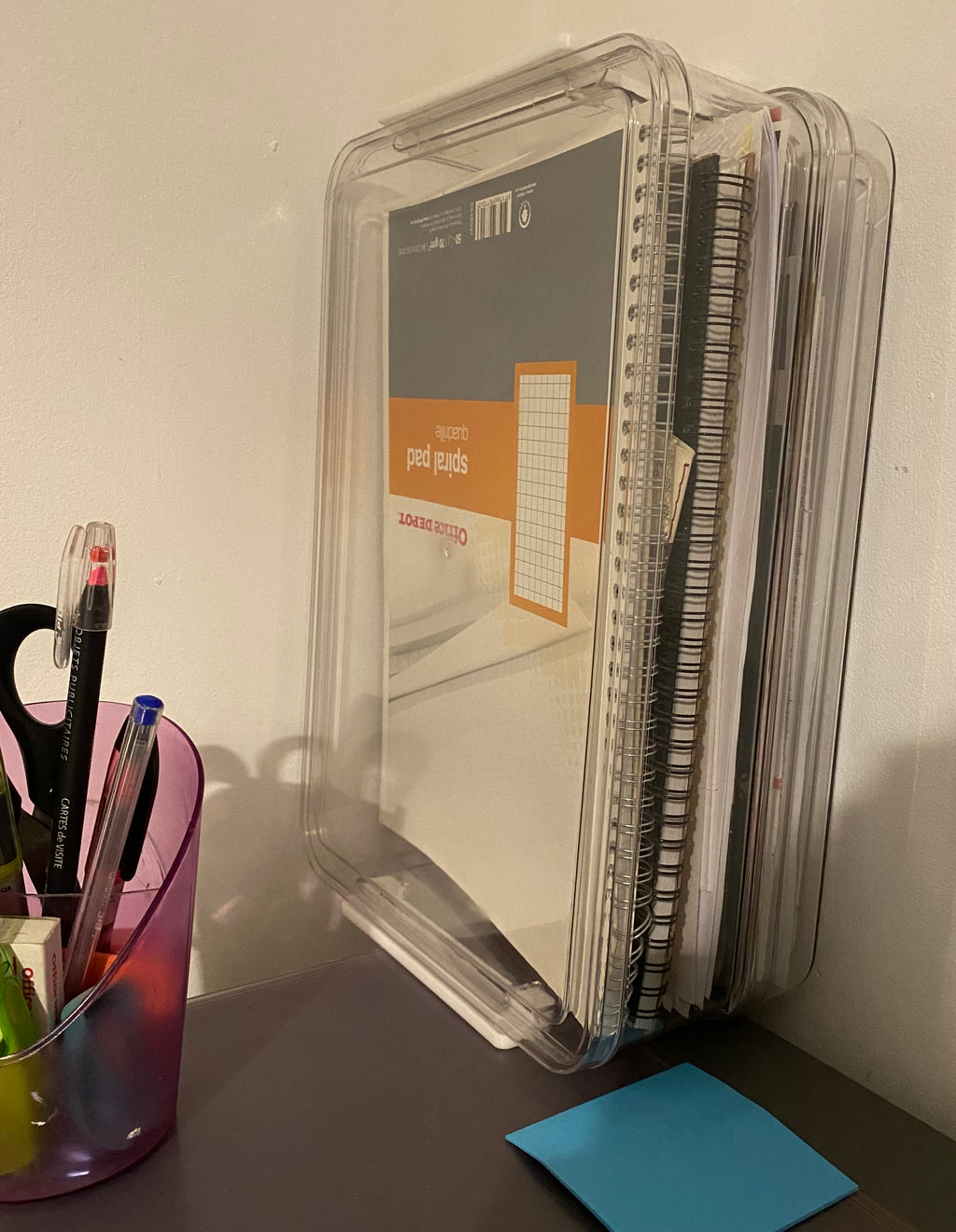 boite de rangement papier document transparent pour bureau