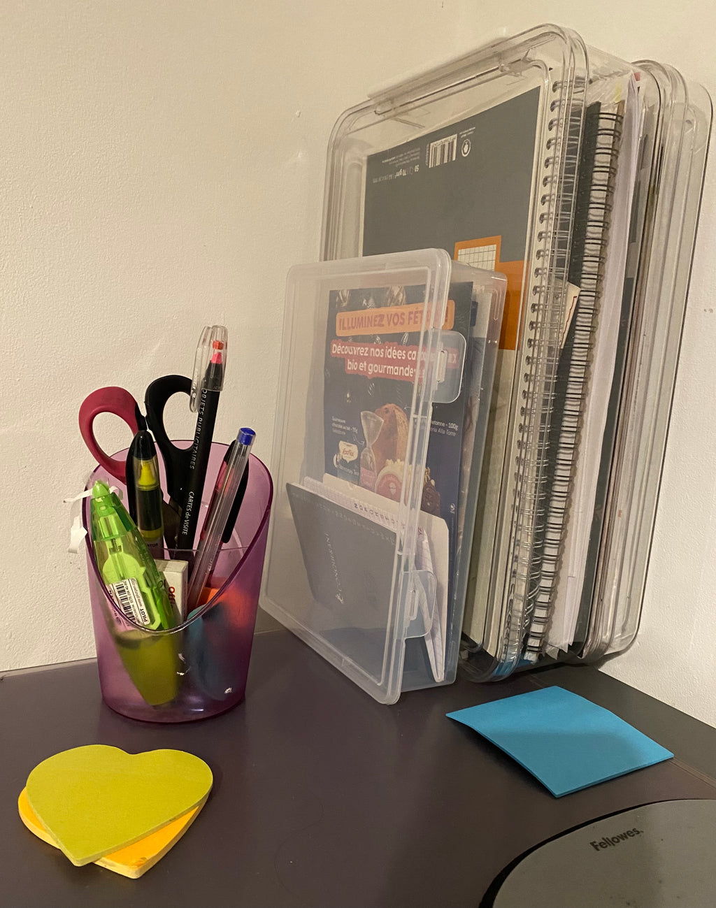 boite de rangement bureau transparente 