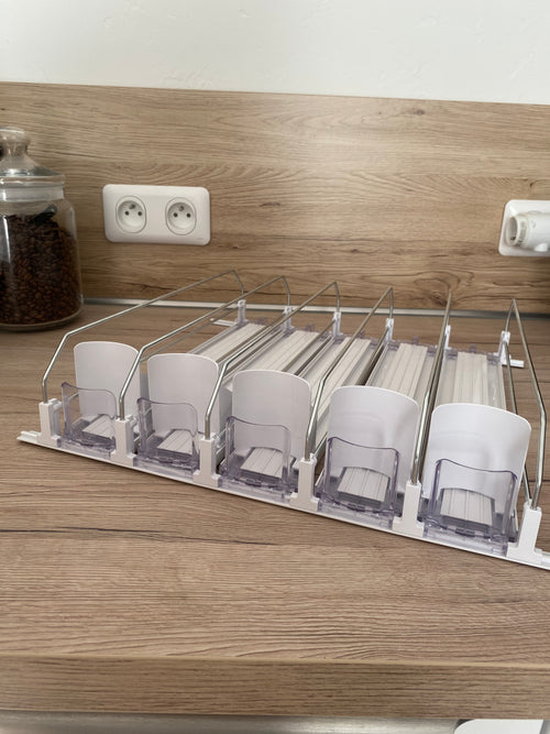 Organisateur de canettes coulissant- rangement pratique pour frigo et placard