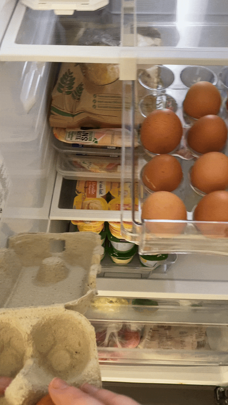 Organisateur tiroir frigo pour œufs ou légumes  - rangement pratique et sécurisé
